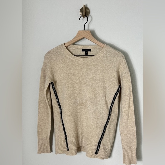 EUC J. Crew 100% Wool Sweater With Bling Stripe On Sides Size XXS. - Picture 1 of 8